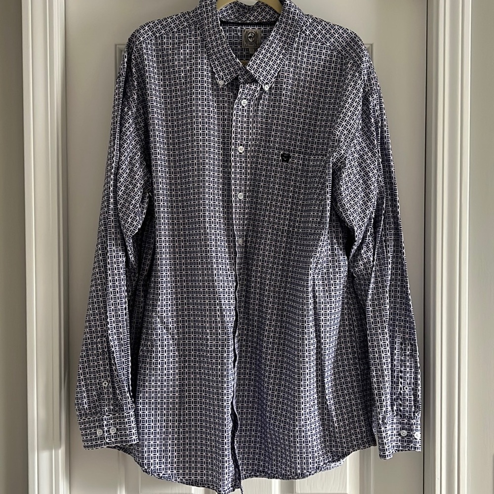Cinch Button-Down Western Shirt - Purple/Blue - XXL / 2XL